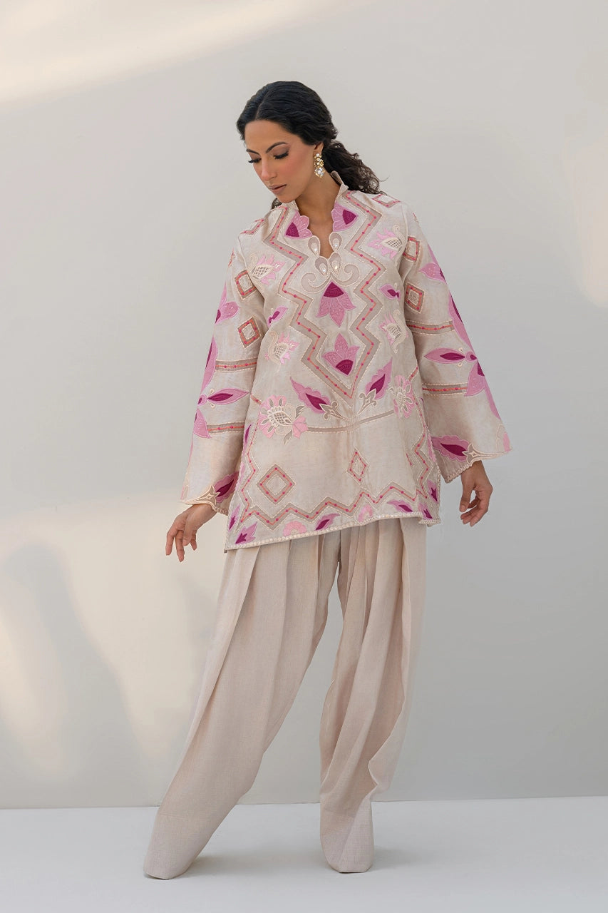 Blush | Embossed Silk Formal Set | Nadia Farooqui