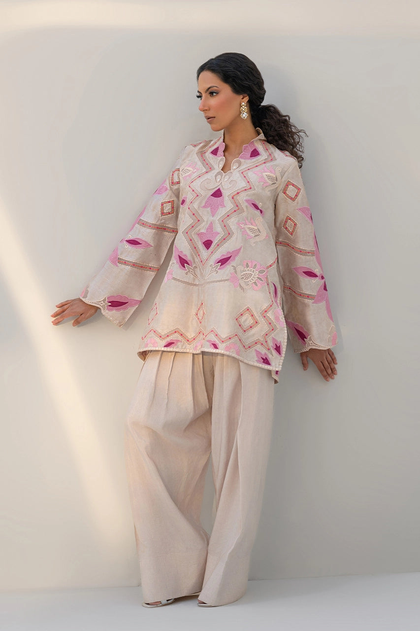 Blush | Embossed Silk Formal Set | Nadia Farooqui