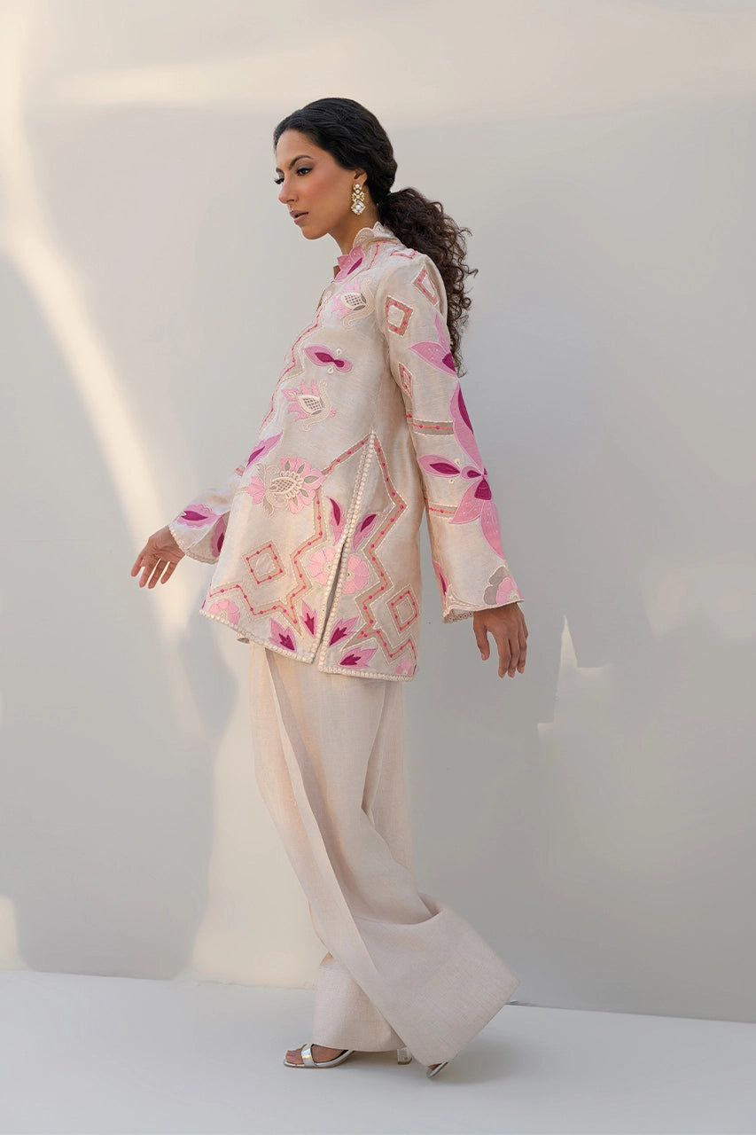 Blush | Embossed Silk Formal Set | Nadia Farooqui