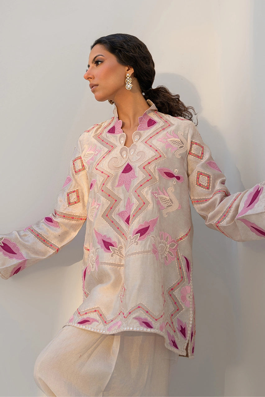 Blush | Embossed Silk Formal Set | Nadia Farooqui